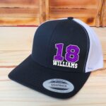Personalized Player Name & Number Hat with Faux Glitter Number, School Spirit, Football, Baseball, Soccer, Gameday Hat, Printed Graphic - Image 2