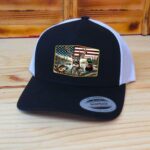 American Flag Hunting Hat, Deer Hunting, Duck Hunting, Bass Fishing, Gift For Hunter, Outdoorsman, Retro Trucker Hat, Printed Graphic