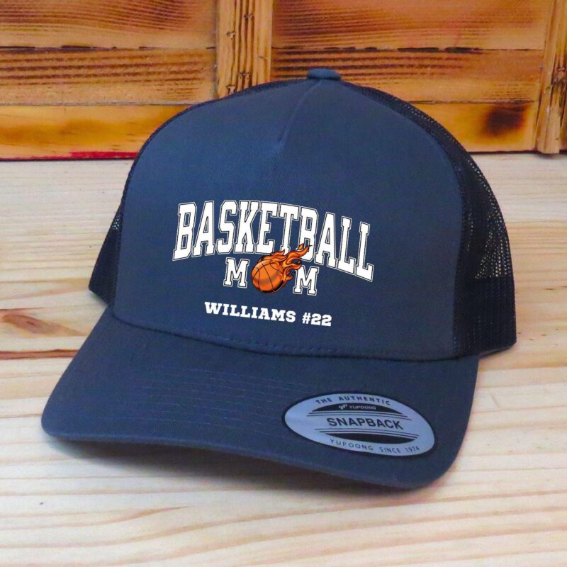 Personalized Basketball Mom Trucker Snapback Hat, Optional Player Name And Number, Basketball Gameday Hat, Printed Graphic - Image 3