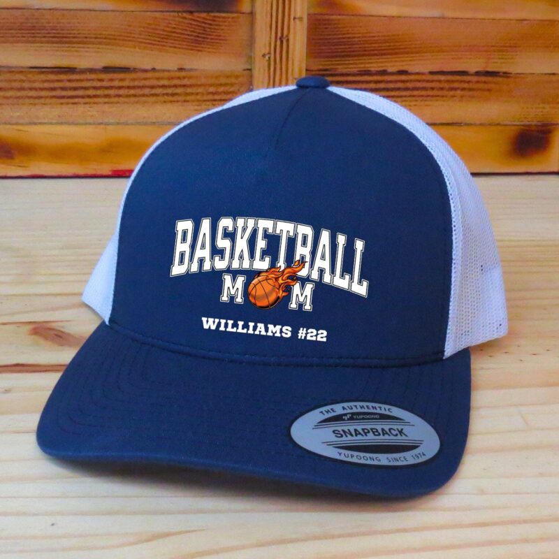 Personalized Basketball Mom Trucker Snapback Hat, Optional Player Name And Number, Basketball Gameday Hat, Printed Graphic - Image 4