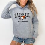Personalized Baseball Mom Hoodie With Player Name And Number, Also Available in T-Shirts And Crewneck Sweatshirts. Baseball Gameday Hoodie. - Image 2