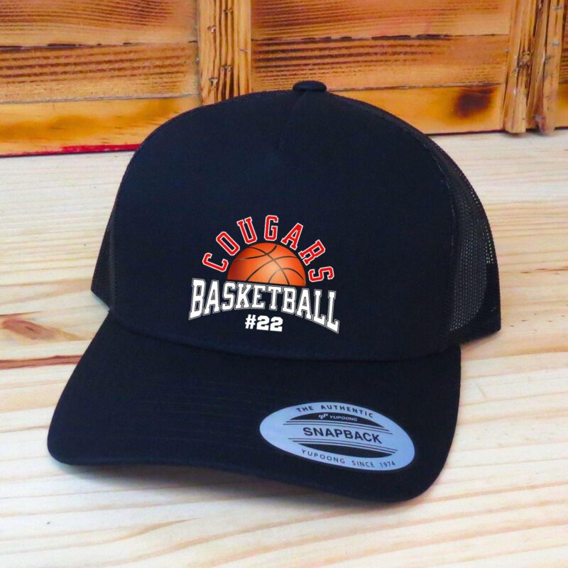 Personalized Basketball Trucker Snapback Hat, Team Name And Player Number, Basketball Gameday Hat, Printed Graphic - Image 3