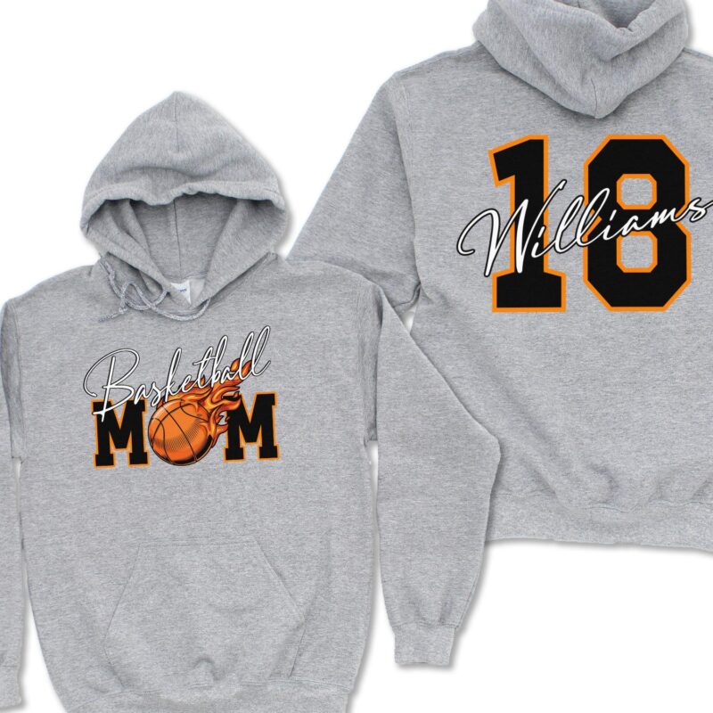 Personalized Basketball Mom Hoodie With Player Name And Number, Available in T-Shirts And Crewneck Sweatshirts. Basketball Gameday Hoodie. - Image 7