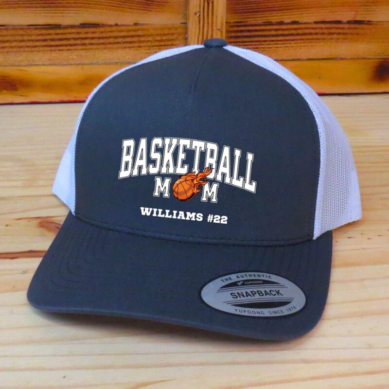 Personalized Basketball Mom Trucker Snapback Hat, Optional Player Name And Number, Basketball Gameday Hat, Printed Graphic - Image 5