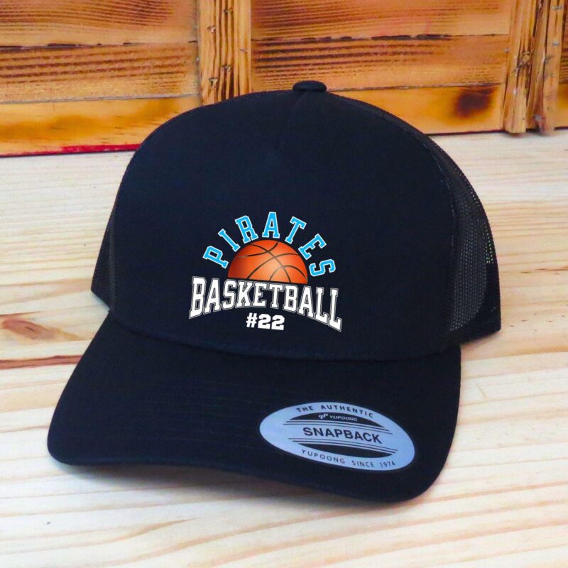 Personalized Basketball Trucker Snapback Hat, Team Name And Player Number, Basketball Gameday Hat, Printed Graphic - Image 4