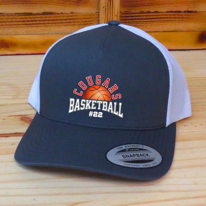 Personalized Basketball Trucker Snapback Hat, Team Name And Player Number, Basketball Gameday Hat, Printed Graphic - Image 6