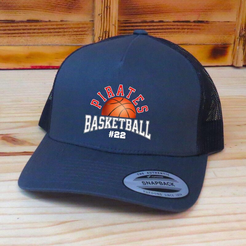 Personalized Basketball Trucker Snapback Hat, Team Name And Player Number, Basketball Gameday Hat, Printed Graphic - Image 5