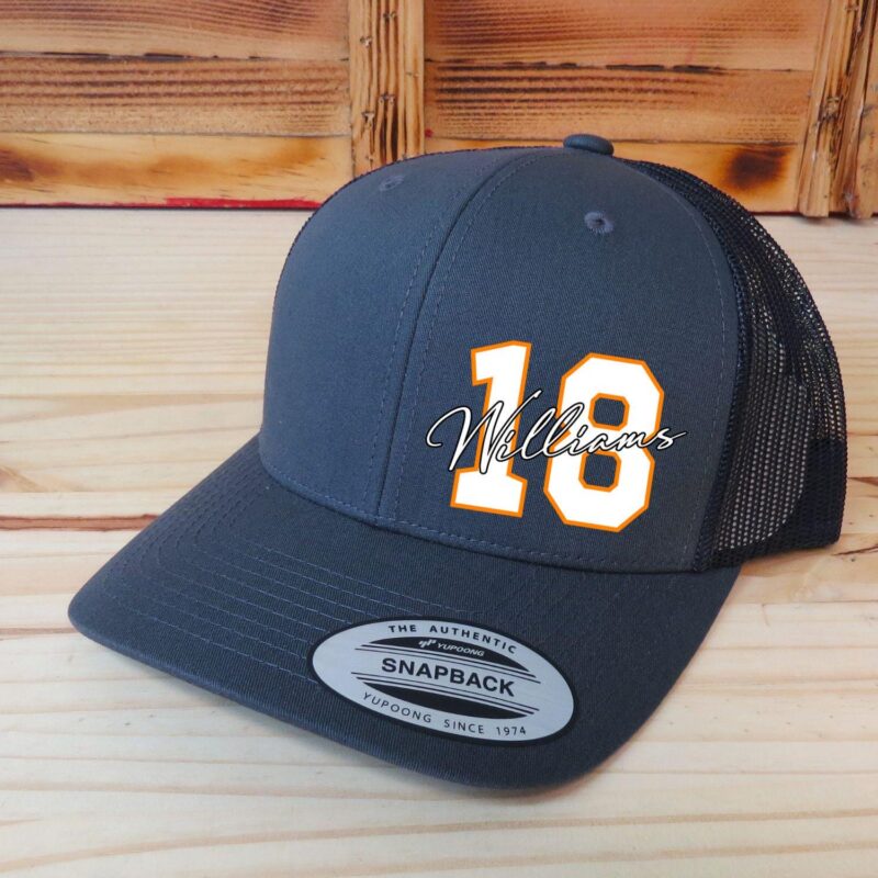 Signature Style Name And Number Hat, Custom Racing Number Hat, Basketball, Soccer, Baseball. Printed Graphic - Image 6
