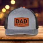 Trucker Snapback Hat with Personalized Dad Leather Patch – Custom Kids’ Names